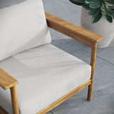 Basalt Outdoor Patio Teak Wood Armchair in Natural Sail