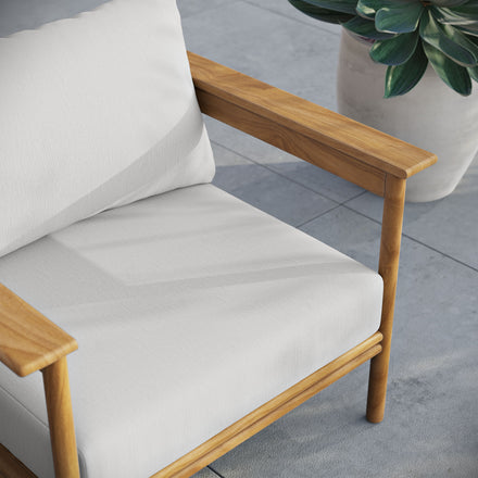 Wren Outdoor Patio Teak Wood Armchair in Natural Sail