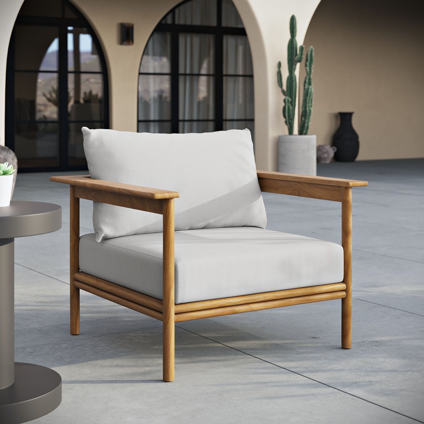 Wren Outdoor Patio Teak Wood Armchair by Furniture For America