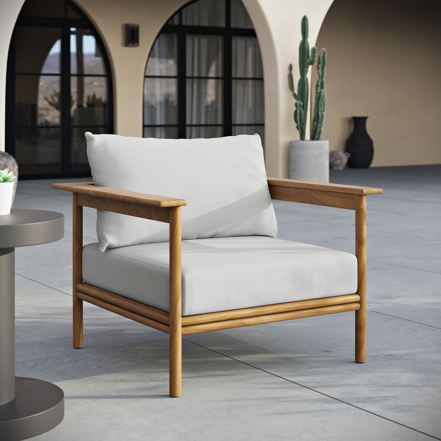 Basalt Outdoor Patio Teak Wood Armchair in Natural Sail