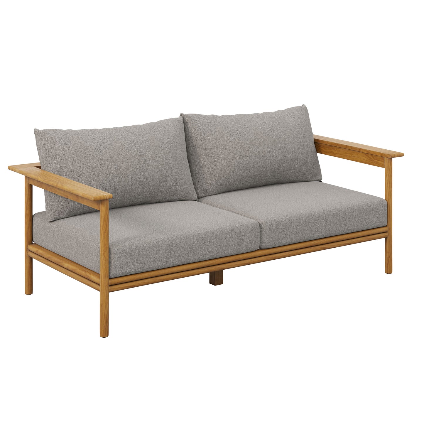 Basalt 6-Piece Outdoor Patio Teak Wood Furniture Set in Natural Driftwood
