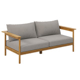 Basalt 6-Piece Outdoor Patio Teak Wood Furniture Set in Natural Driftwood