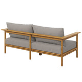 Basalt Outdoor Patio Teak Wood Sofa in Natural Driftwood