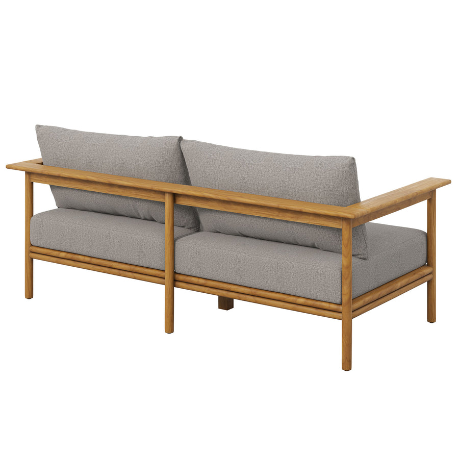 Basalt Outdoor Patio Teak Wood Sofa in Natural Driftwood