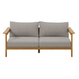 Basalt Outdoor Patio Teak Wood Sofa in Natural Driftwood