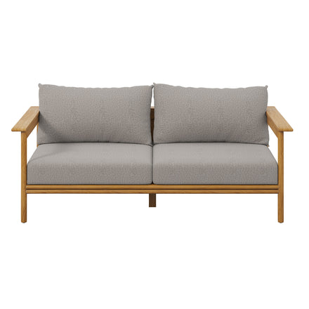 Wren Outdoor Patio Teak Wood Sofa in Natural Driftwood