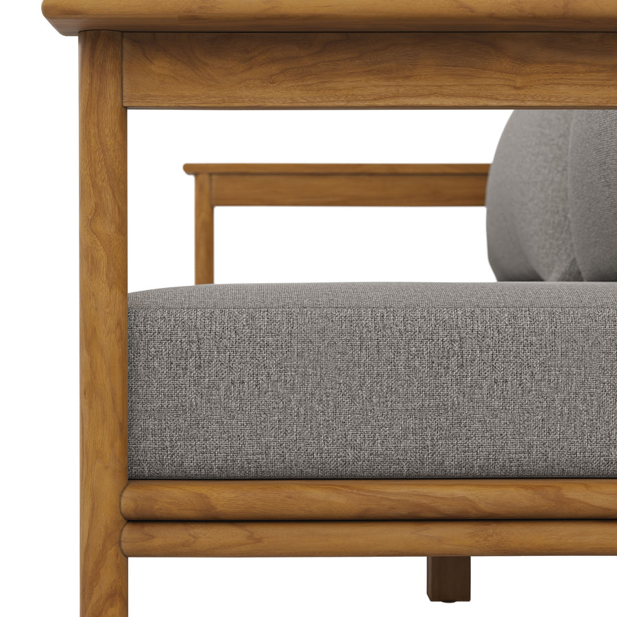 Basalt Outdoor Patio Teak Wood Sofa in Natural Driftwood