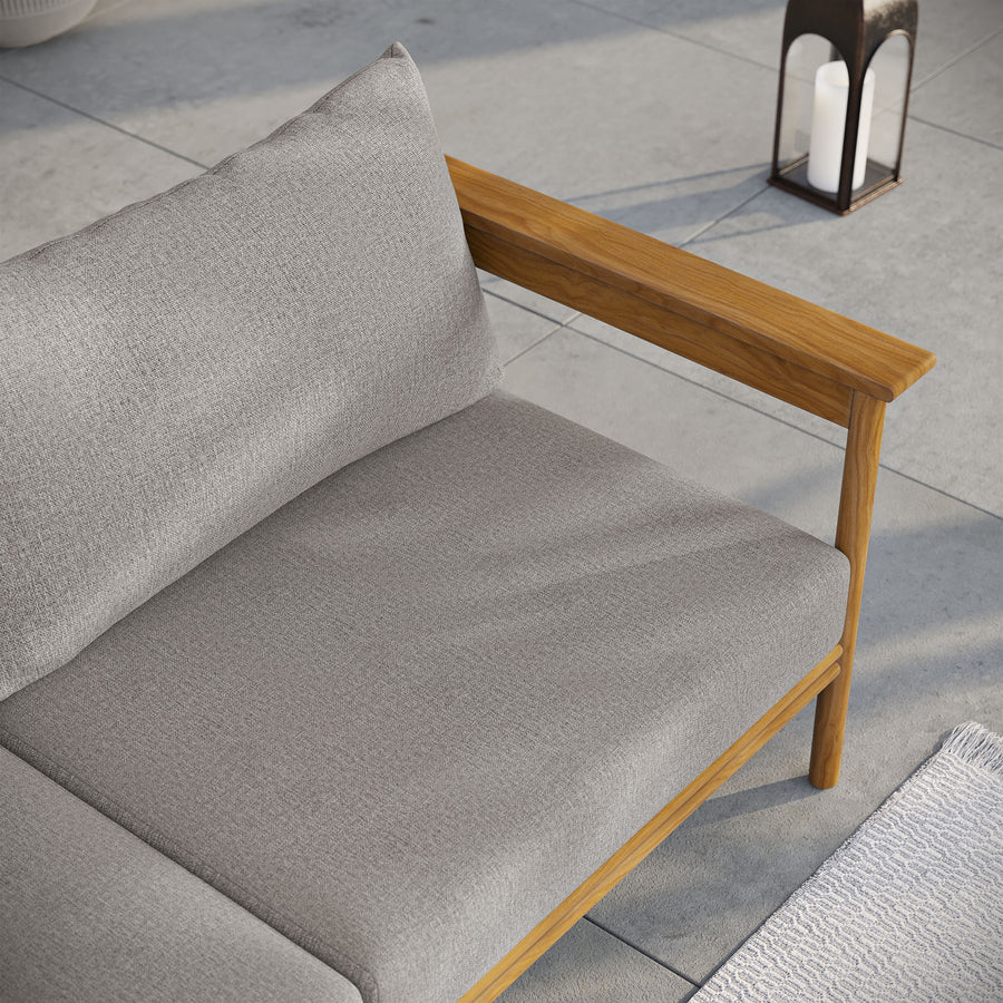 Basalt Outdoor Patio Teak Wood Sofa in Natural Driftwood