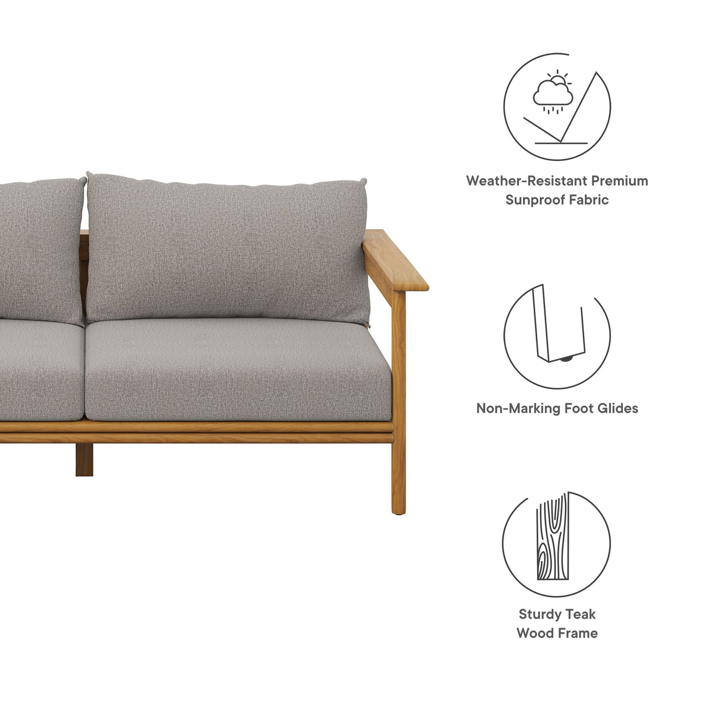 Wren Outdoor Patio Teak Wood Sofa by Furniture for America