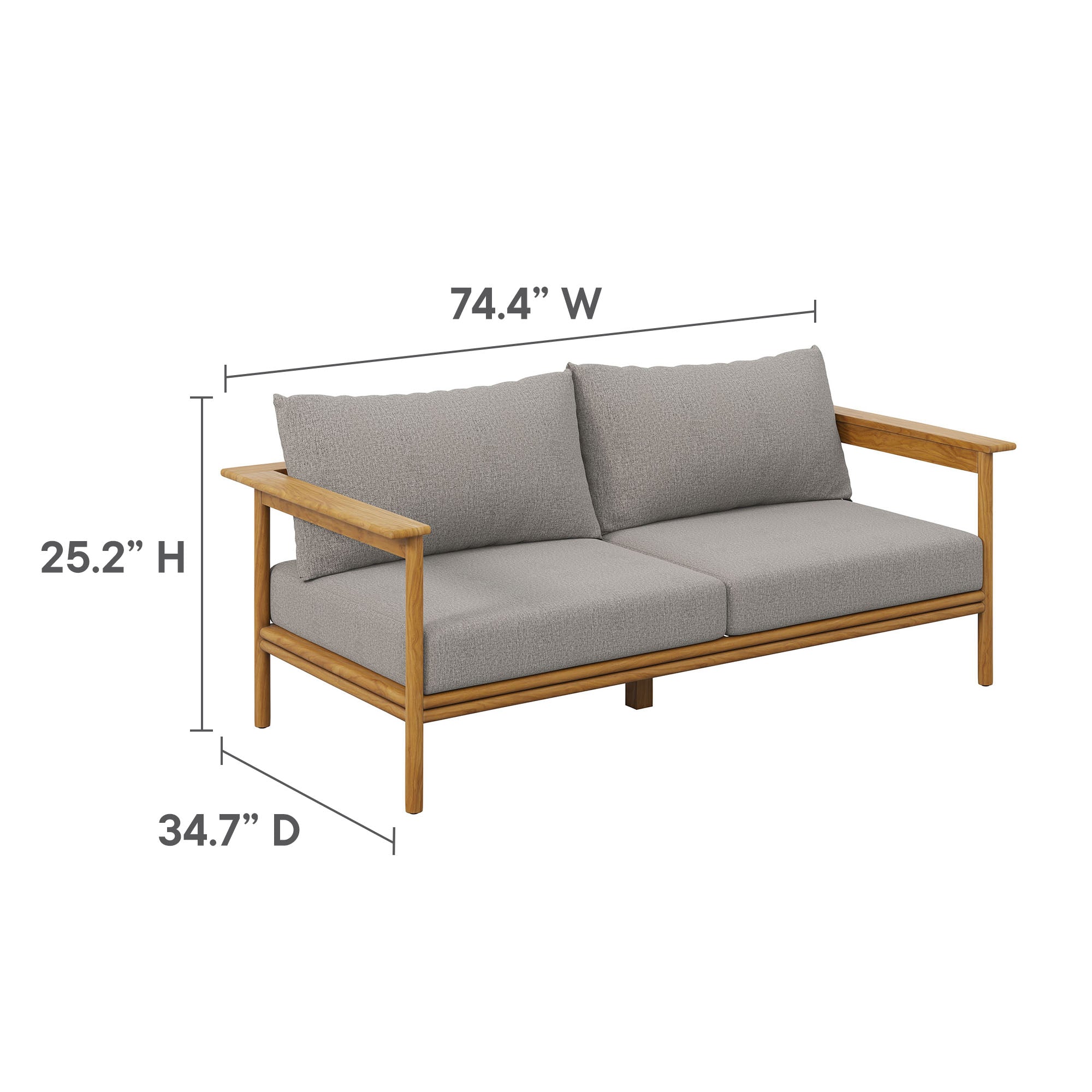 Wren Outdoor Patio Teak Wood Sofa by Furniture for America
