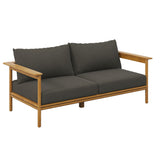 Basalt Outdoor Patio Teak Wood Sofa in Natural Flint Gray