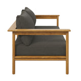 Basalt Outdoor Patio Teak Wood Sofa in Natural Flint Gray