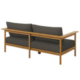 Basalt Outdoor Patio Teak Wood Sofa in Natural Flint Gray