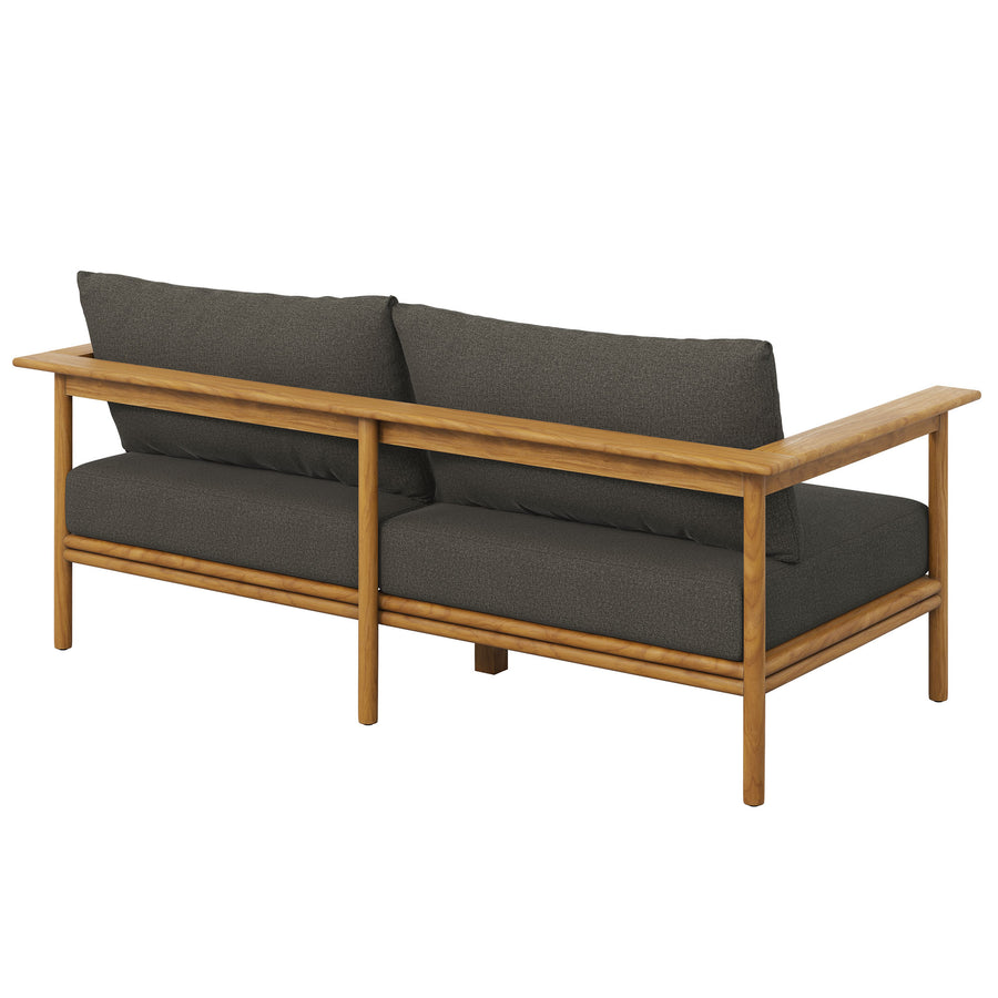 Basalt Outdoor Patio Teak Wood Sofa in Natural Flint Gray