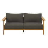Basalt Outdoor Patio Teak Wood Sofa in Natural Flint Gray