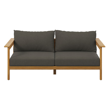 Wren Outdoor Patio Teak Wood Sofa in Natural Flint Gray