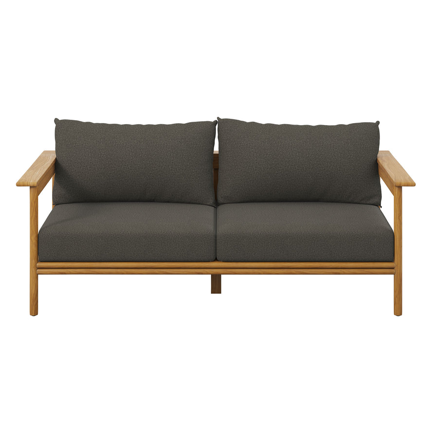 Basalt Outdoor Patio Teak Wood Sofa in Natural Flint Gray