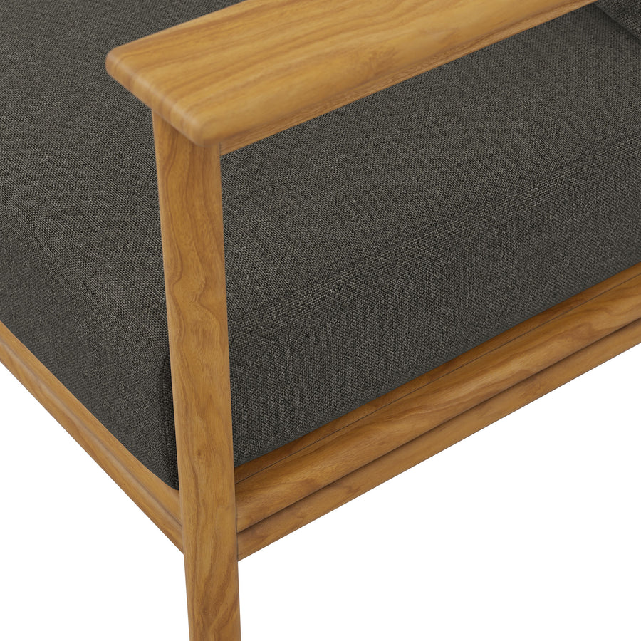 Basalt Outdoor Patio Teak Wood Sofa in Natural Flint Gray