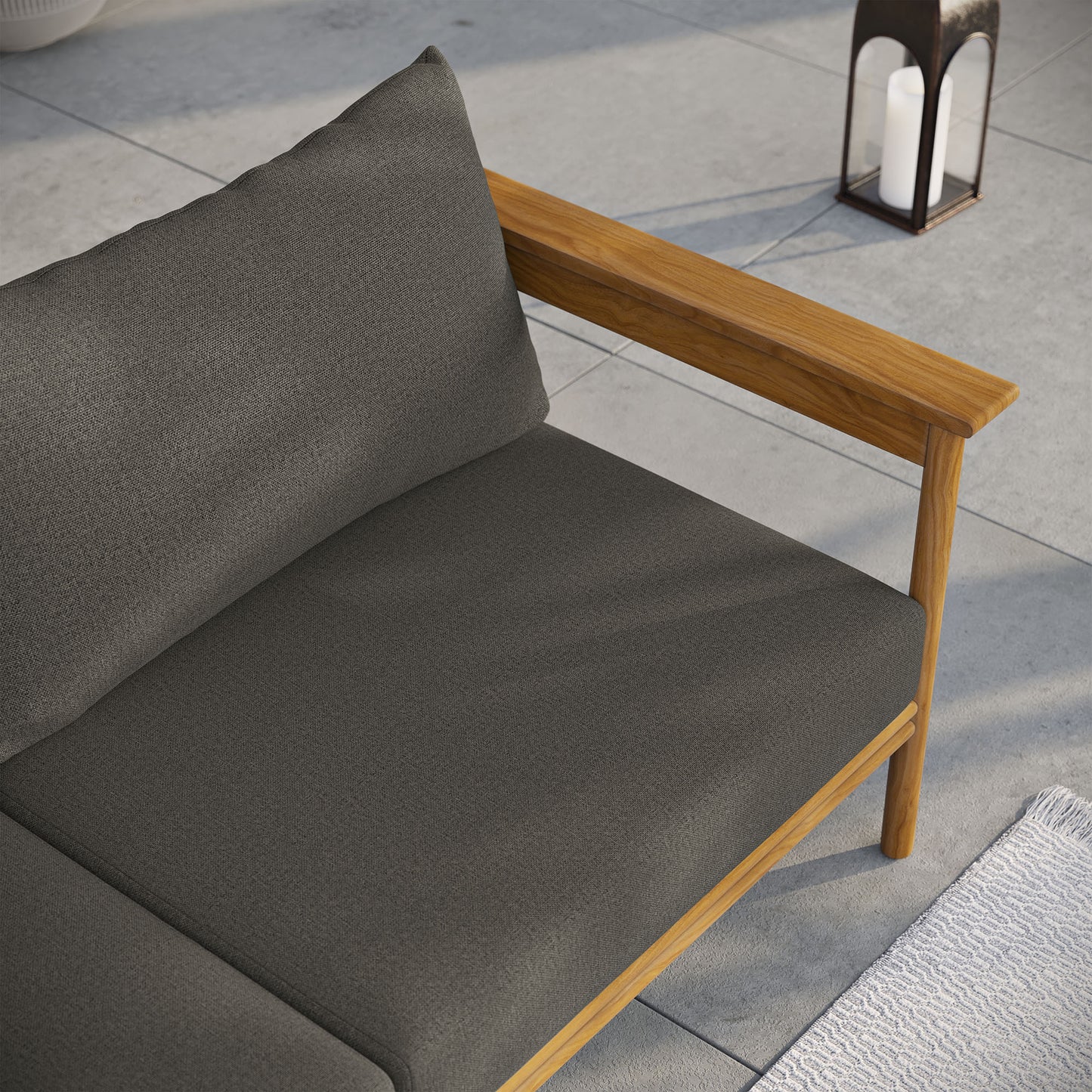 Wren Outdoor Patio Teak Wood Sofa by Furniture for America