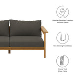 Basalt Outdoor Patio Teak Wood Sofa in Natural Flint Gray