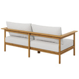 Basalt Outdoor Patio Teak Wood Sofa in Natural Sail