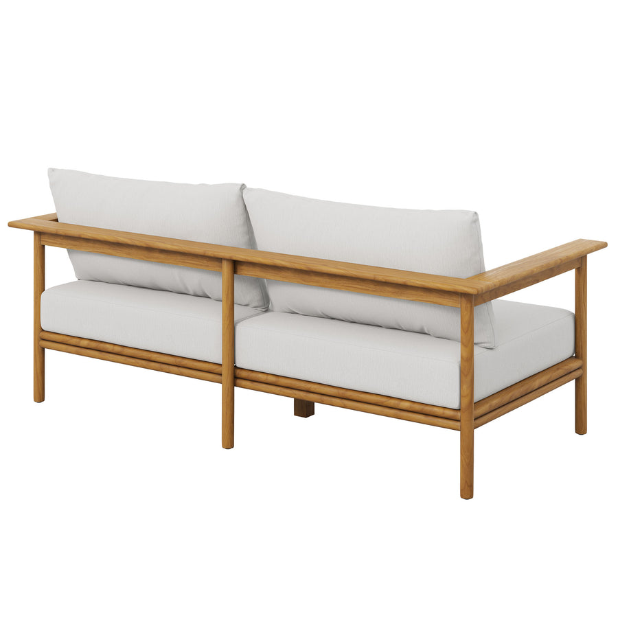 Basalt Outdoor Patio Teak Wood Sofa in Natural Sail