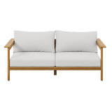 Basalt Outdoor Patio Teak Wood Sofa in Natural Sail