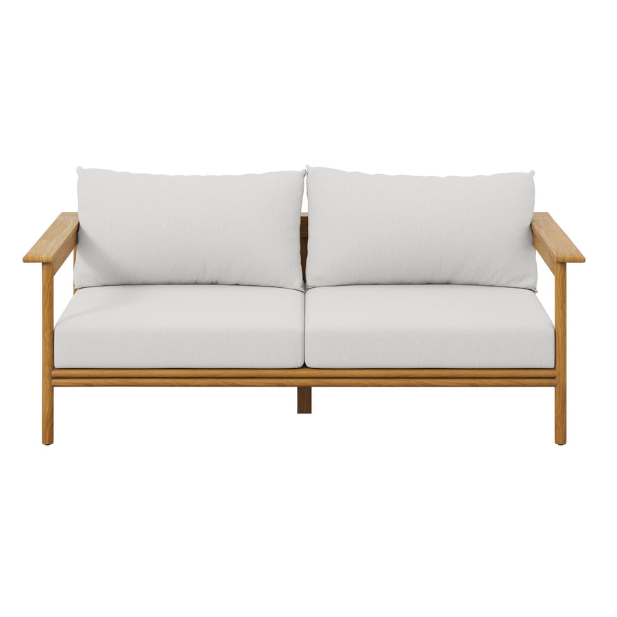 Basalt Outdoor Patio Teak Wood Sofa in Natural Sail