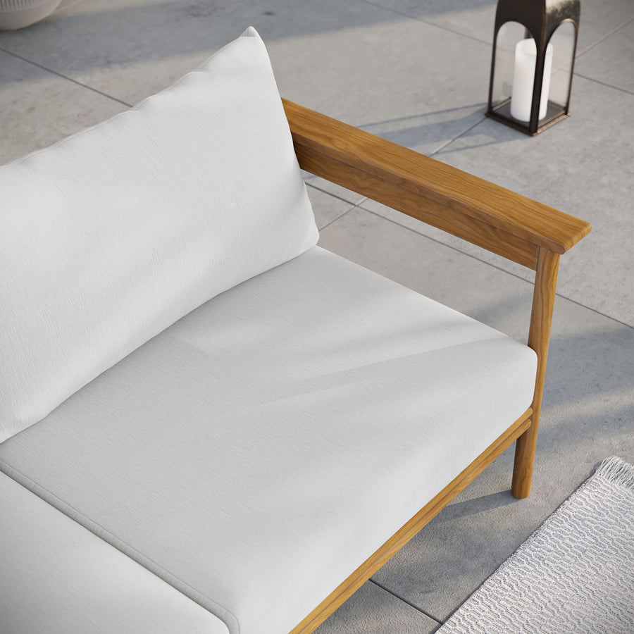 Basalt Outdoor Patio Teak Wood Sofa in Natural Sail