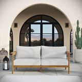Basalt Outdoor Patio Teak Wood Sofa in Natural Sail