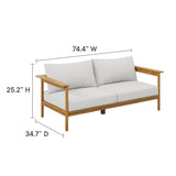 Basalt Outdoor Patio Teak Wood Sofa in Natural Sail