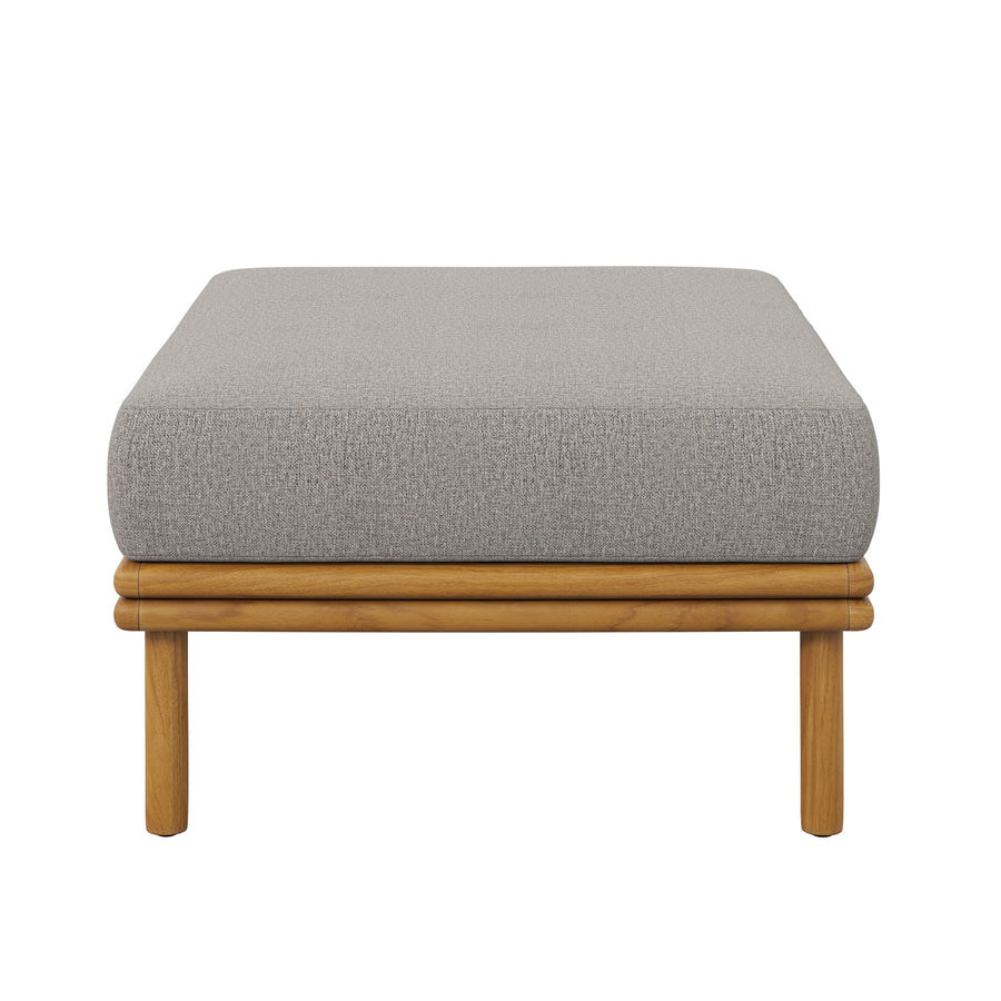 Basalt Outdoor Patio Teak Wood Ottoman in Natural Driftwood