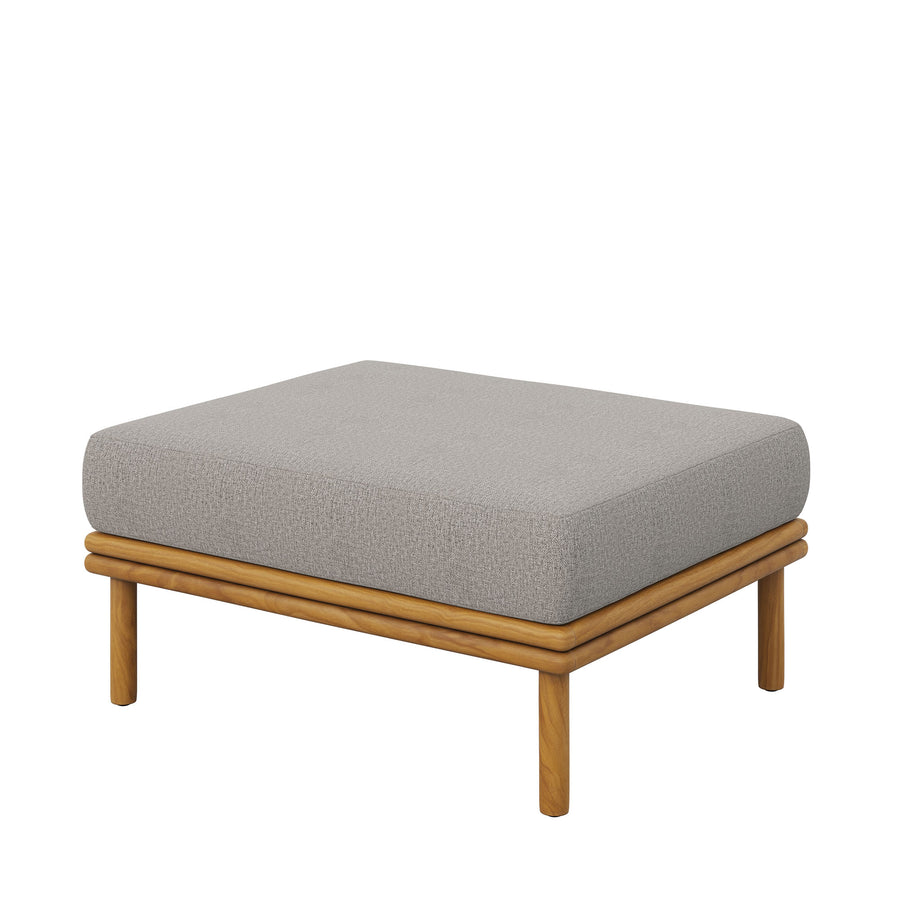 Basalt Outdoor Patio Teak Wood Ottoman in Natural Driftwood