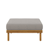 Basalt Outdoor Patio Teak Wood Ottoman in Natural Driftwood