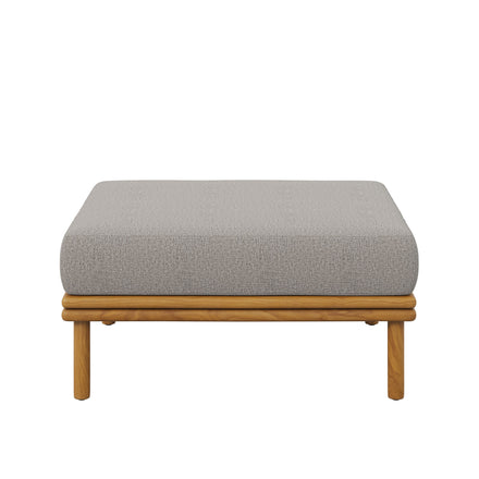 Wren Outdoor Patio Teak Wood Ottoman in Natural Driftwood