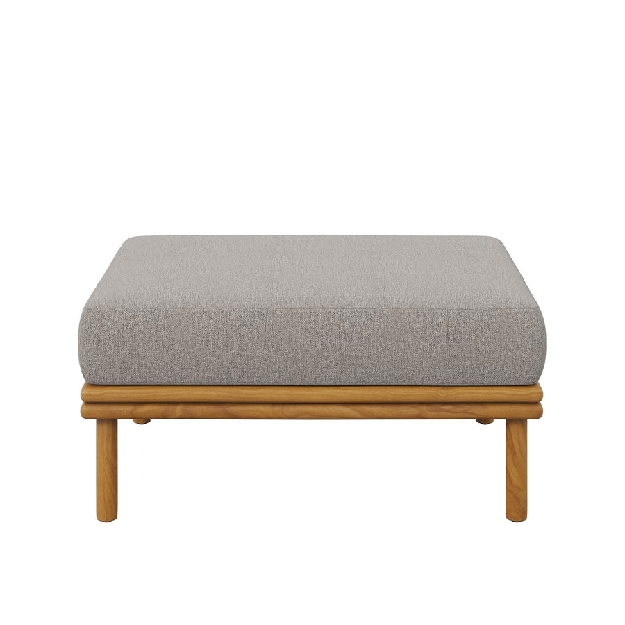 Basalt Outdoor Patio Teak Wood Ottoman in Natural Driftwood