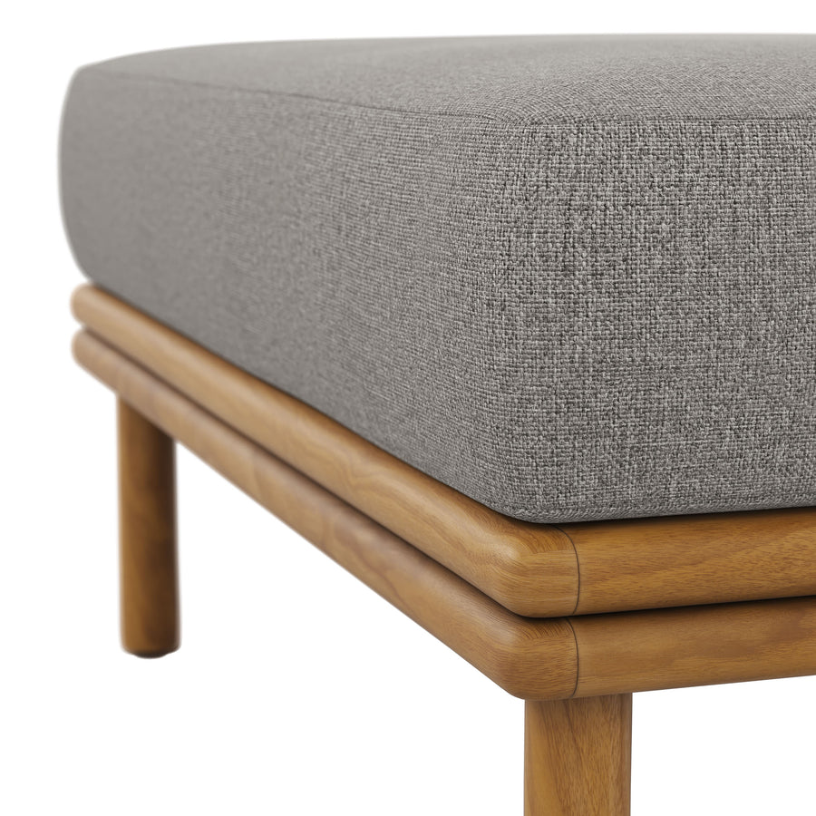 Basalt Outdoor Patio Teak Wood Ottoman in Natural Driftwood