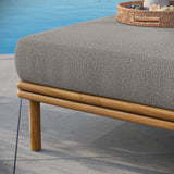 Basalt Outdoor Patio Teak Wood Ottoman in Natural Driftwood