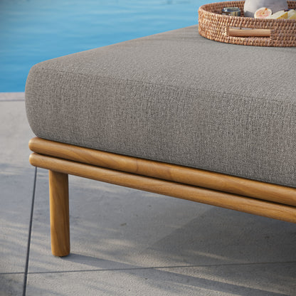 Wren Outdoor Patio Teak Wood Ottoman by Furniture For America