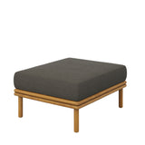 Basalt Outdoor Patio Teak Wood Ottoman in Natural Flint Gray