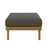 Basalt Outdoor Patio Teak Wood Ottoman in Natural Flint Gray