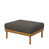 Basalt Outdoor Patio Teak Wood Ottoman in Natural Flint Gray