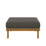 Basalt Outdoor Patio Teak Wood Ottoman in Natural Flint Gray