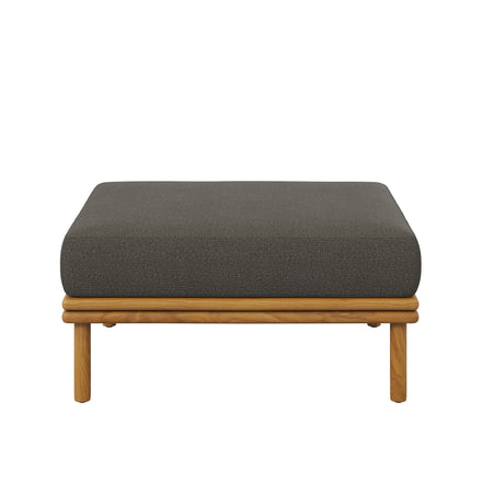 Wren Outdoor Patio Teak Wood Ottoman in Natural Flint Gray