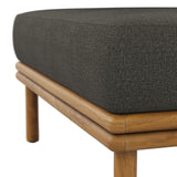 Basalt Outdoor Patio Teak Wood Ottoman in Natural Flint Gray