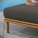 Basalt Outdoor Patio Teak Wood Ottoman in Natural Flint Gray