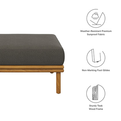 Wren Outdoor Patio Teak Wood Ottoman by Furniture For America