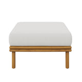 Basalt Outdoor Patio Teak Wood Ottoman in Natural Sail