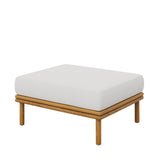 Basalt Outdoor Patio Teak Wood Ottoman in Natural Sail