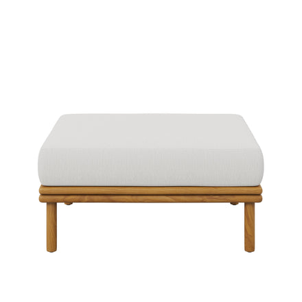 Wren Outdoor Patio Teak Wood Ottoman in Natural Sail